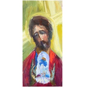 Jesus Christ painting, Ukrainian painting, Original painting, Christian painting, Impressionist art, Ukrainian art, Wall home decor