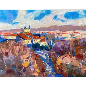 Ukrainian painting, Original Painting, Rural landscape, Cityscape, Impressionist Art, Wall home Decor, Town landscape, Ukrainian art, gift