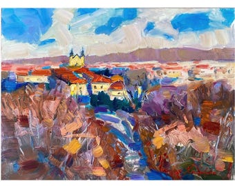Ukrainian painting, Original Painting, Rural landscape, Cityscape, Impressionist Art, Wall home Decor, Town landscape, Ukrainian art, gift