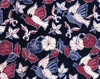 Dove & Hibiscus Flower Motif - Batik Tulis Soekapoera (Hand Drawn Soekapoera Batik) , Indonesian Batik, Traditional Batik, Sukapura, Blue