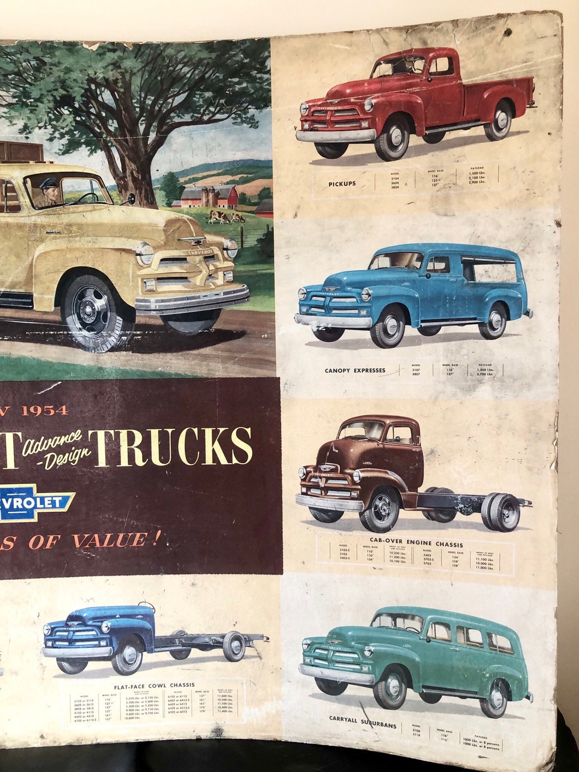 Original Authentic 1954 Chevrolet Dealer Poster Cardboard Etsy