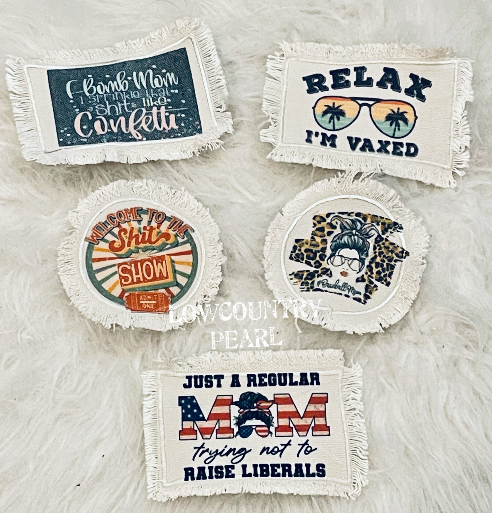 BLANK Stitched Hat Patches, (10 pieces) Beige, Frayed, Polyester for …