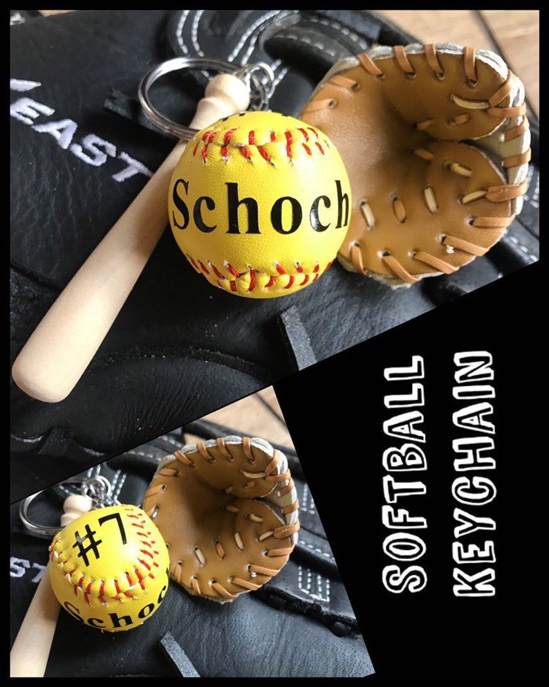Personalized Softball Keychain Perosonalized Baseball Etsy