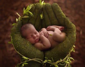 Digital Backdrop/ prop - Newborn moss hands  (Mother Nature)- Photography