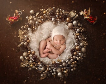 3x Newborn Christmas Digital Backdrop/ prop/ Christmas/Here comes Christmas- Photography