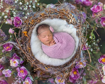 Valerie- Newborn Digital Backdrop- Basket- Wreath- Prop - Background