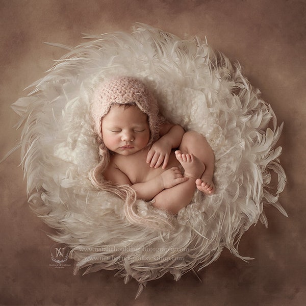 Digital Newborn Backdrop/ prop - White Feathers Wreath - Photography