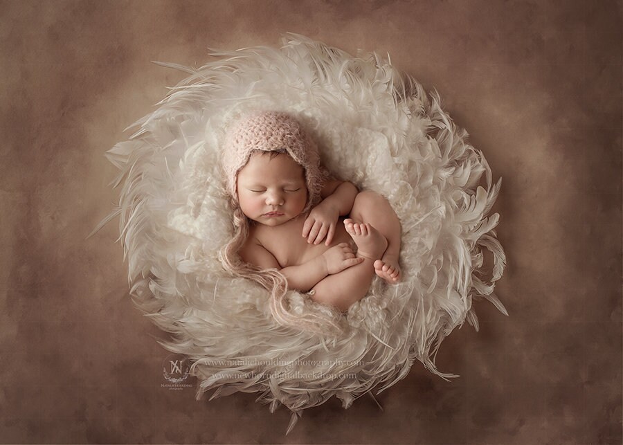 Digital Newborn Backdrop/ prop - White Feathers Wreath - Photography