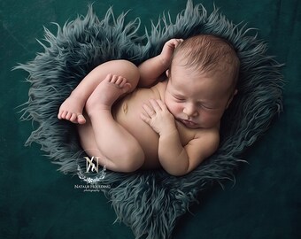 Teal Heart- Newborn Digital Backdrop- Basket- Wreath- Prop - Background