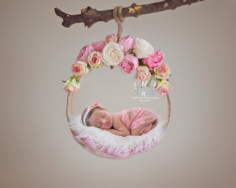 2x Digital Backdrop - Newborn floral basket (Morine)- Photography