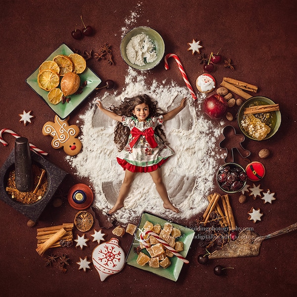 Christmas Snow Angel - Christmas-  Digital Backdrop- Photography