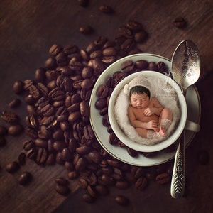Coffee 1- Newborn Digital Backdrop- Basket- Prop - Background