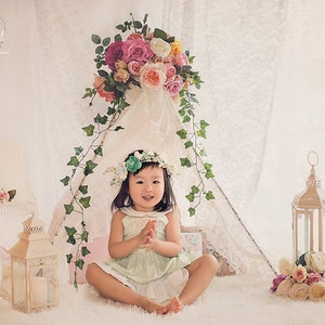 Digital Newborn Backdrop - Shabby chic tent  (Opal)- Photography
