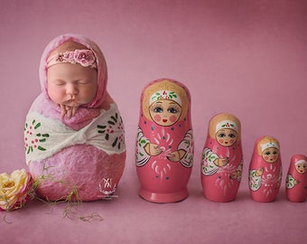 Babushka Doll - Matryoshka bub -Newborn Digital Backdrop for photography - Poppet - Face insert