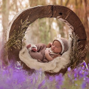 Pano de fundo digital para recém-nascidos/adereços//log retroiluminado (sinos azuis) Fotografia- Fotografia- Cama para recém-nascidos