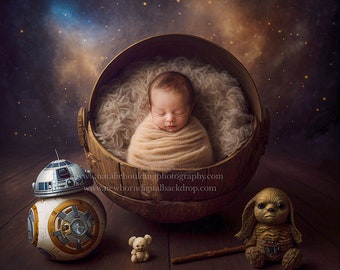 Star Wars inspired - The Child -Newborn Digital Backdrop for photography - Poppet - Face insert