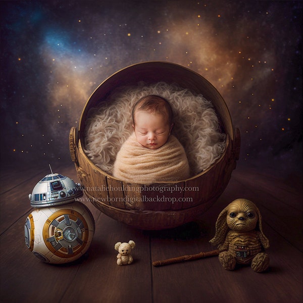 Cult sci-fi inspired - The Child -Newborn Digital Backdrop for photography - Poppet - Face insert