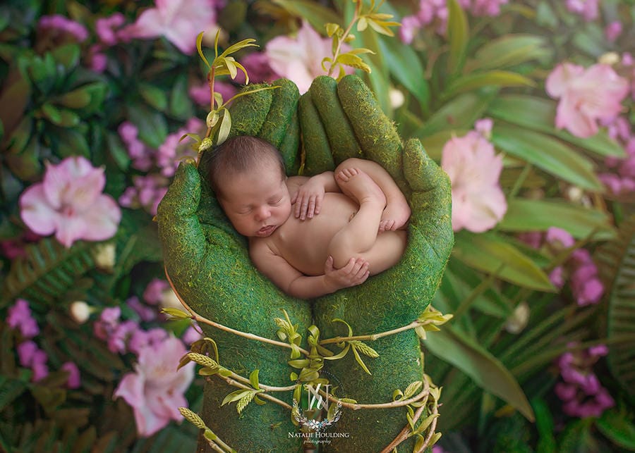 Mother Nature MOANA Tefiti Newborn Digital Backdrop Basket Wreath