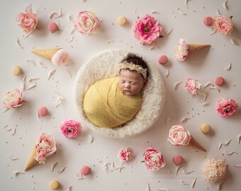 Pastel rose backdrop / white felt /  Rose & Romance 13- Newborn Digital Backdrop- Basket- Wreath- Prop - Background