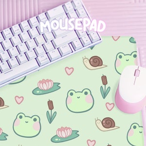 Froggie Mouse Pad | kawaii computer accessory, Cute pond desk decor, kawaii snail and lilypad aesthetic, Gaming mouse mat