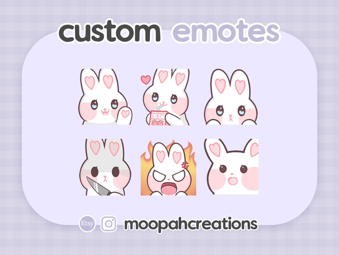 Cute Custom Emotes for Twitch Streamers Discord and Youtube Etsy
