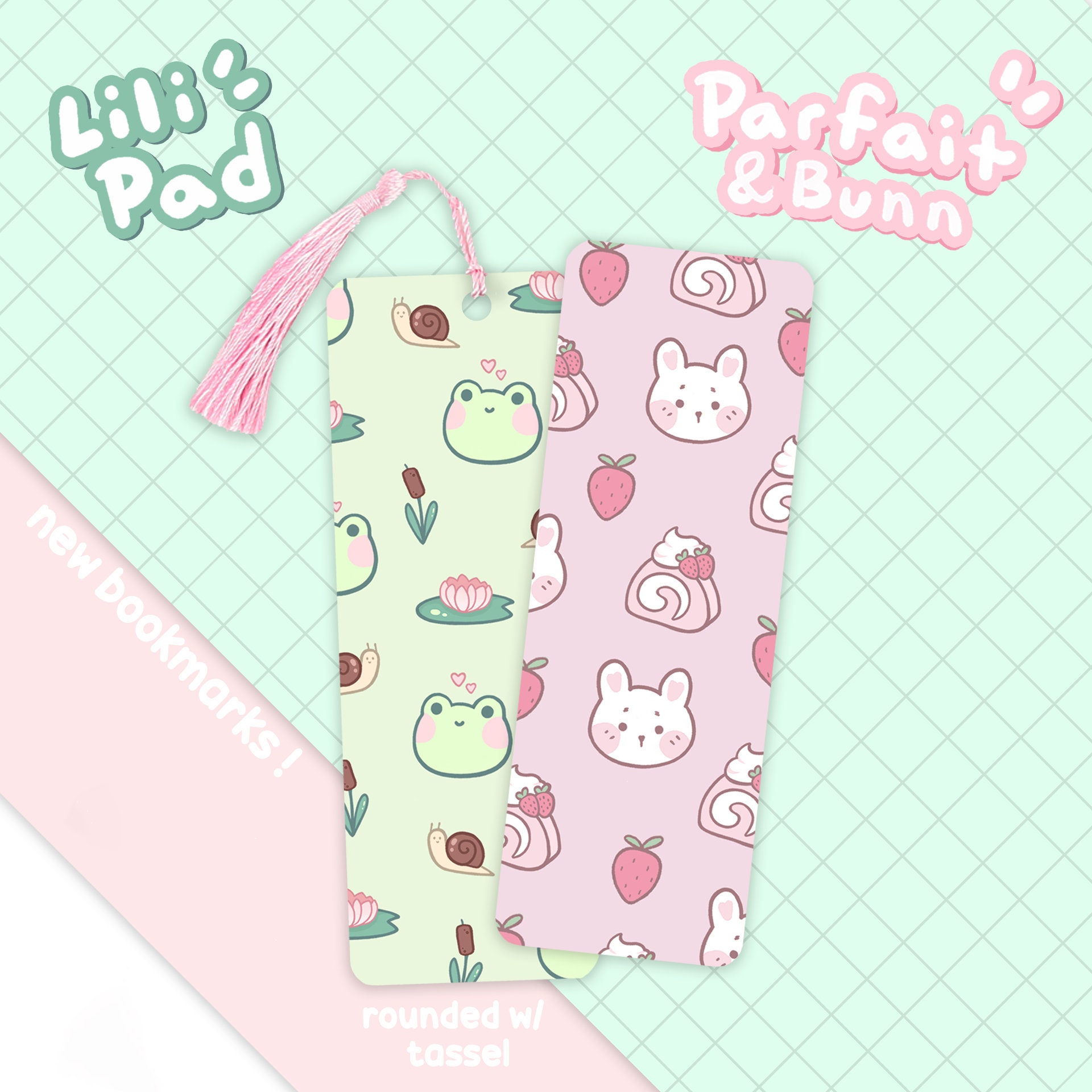 Kawaii Lili Frog & Parfait Bunn - Bookmarks -