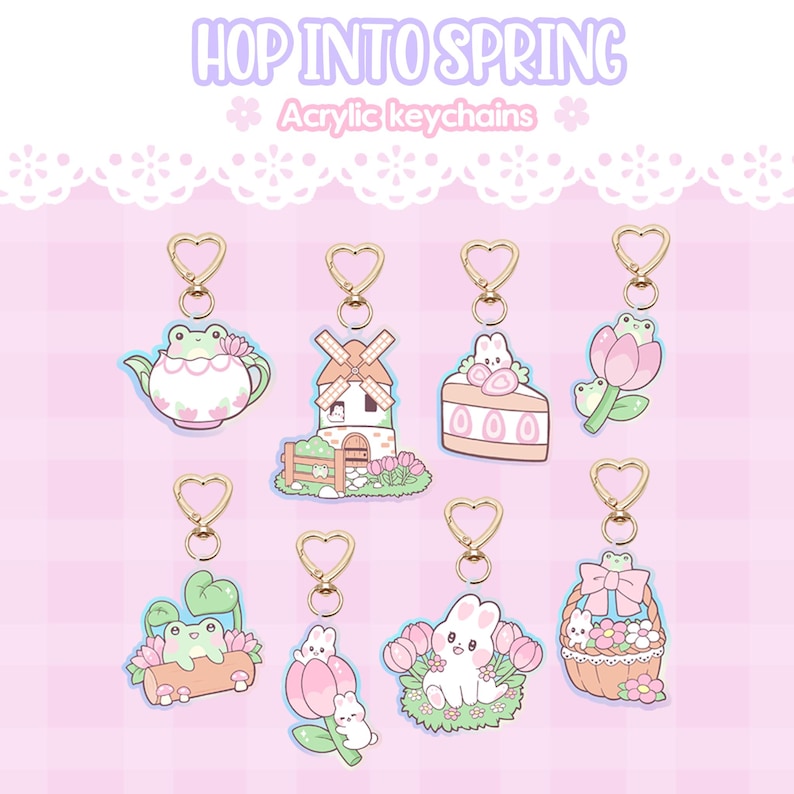 Hop Into Spring - Acrylic Keychains - Etsy