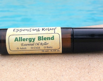Botella de rodillo de aceite esencial de mezcla de alergias, botella de rodillo de alivio de alergias, botella de rodillo de apoyo para alergias, botella de rodillo de asma