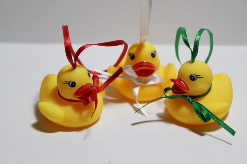 Set of Three Rubber Ducky Christmas Ornaments image 0