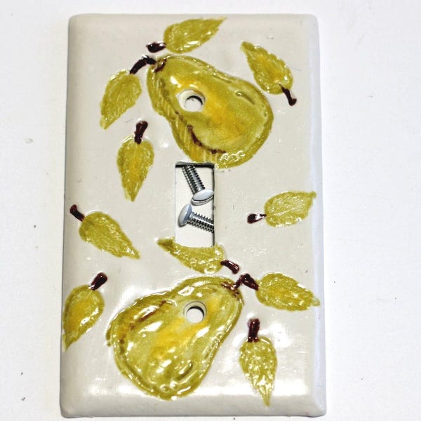 Handmade Pear Switch Plate Cover: Polymer Clay, Hand Painted