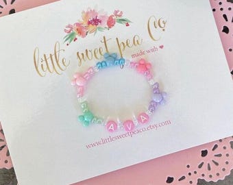 Personalized Beaded Mickey Bracelet, Disney Bracelet, Mickey Name Bracelet, Personalized Kids Gift, Girls Disney Gift, Mouse Themed Birthday