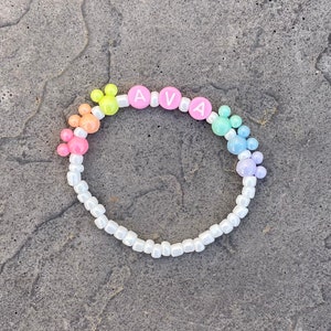 Rainbow Mickey Mouse Bracelets, Pastel Mouse Bracelet, Personalized Disney Bracelet, Kids Mickey Bracelet, Personalized Mickey Bracelet,