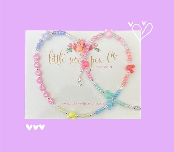 Mickey Necklace, Mickey Beaded Jewelry, Rainbow Mouse Face  display picture 1