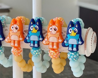 Bluey and Bingo Inspired Beaded Bracelets, Stretchy Kids Beaded Bracelets, Blue Heeler Sisters Inspired Kids Jewelry, Gifts for Girls