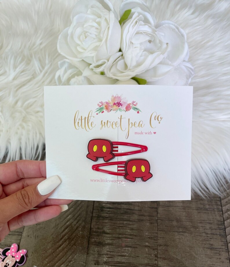 Mickey Mouse Snap Clips, Mickey Mouse Hair Clips, Disney Snap Clips ...