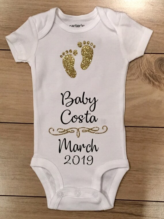 Baby Announcement Onesie Custom Baby Reveal Pregnancy Reveal Etsy