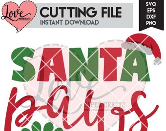 Santa Paws SVG EPS DXF png jpg Cutting File | Christmas Pet Cut File Clip Art and Vector Graphic