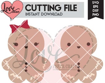 Cute Gingerbread Couple SVG EPS DXF png jpg cut file | Gingerbread boy and Gingerbread girl cutting file vector graphic and clip art