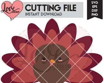 Cute Turkey SVG EPS DXF png jpg cutting file and clip art | Thanksgiving cut file with commercial use