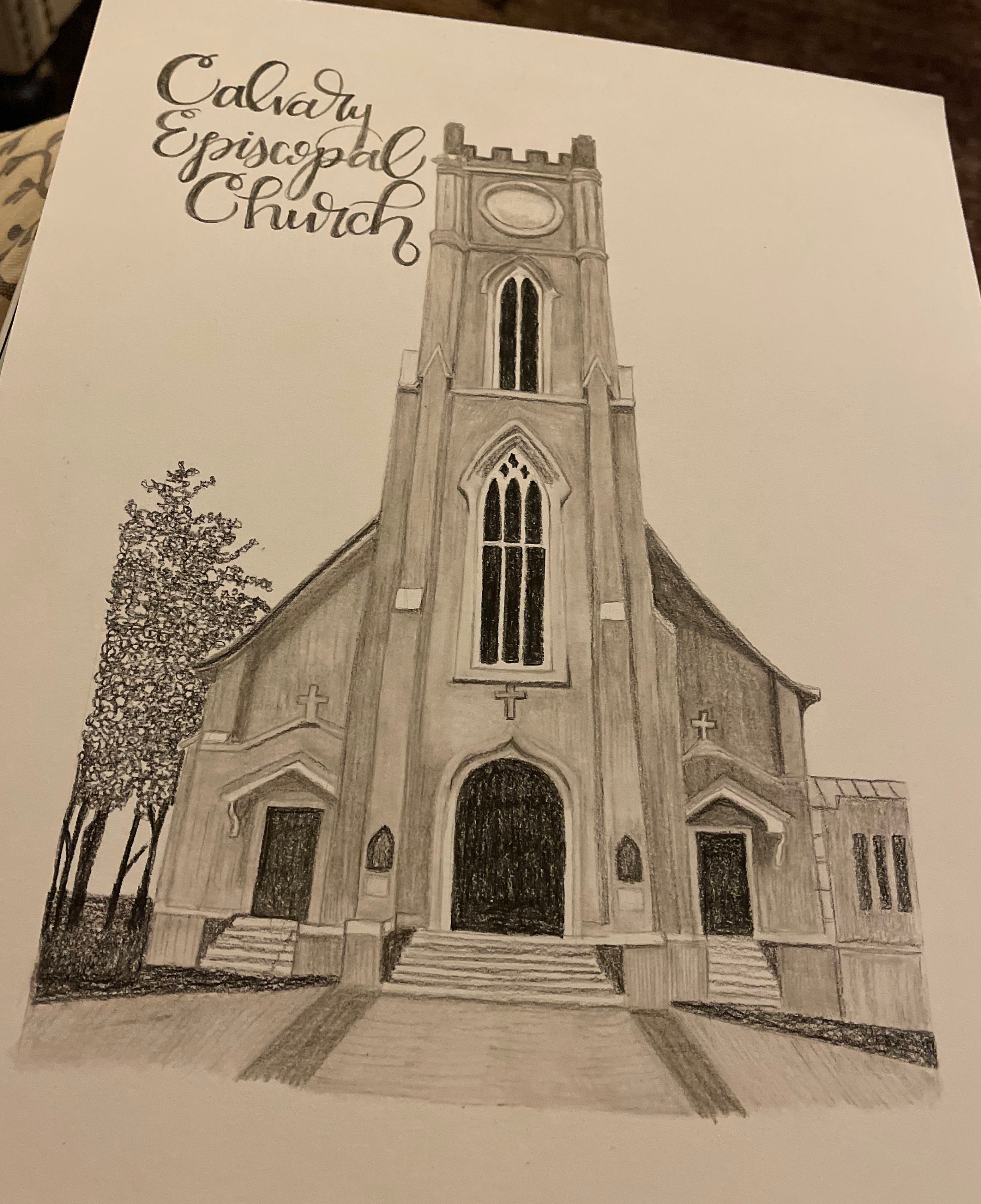 Charcoal Church Portrait Wedding Venue Building Etsy Nederland