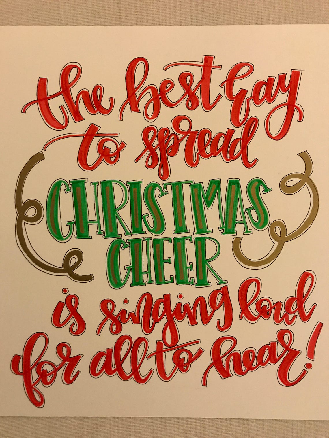 The Best Way to Spread Christmas Cheer Hand-lettered Quote  Etsy