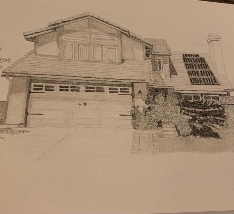 Charcoal House Portrait First Home Drawing Etsy