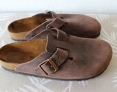 BIRKENSTOCK brown real leather unisex men 39 s women 39 s clogs Oiled leather Boston clogs slides contured cork footbed Festival slides EU 42 UK 8