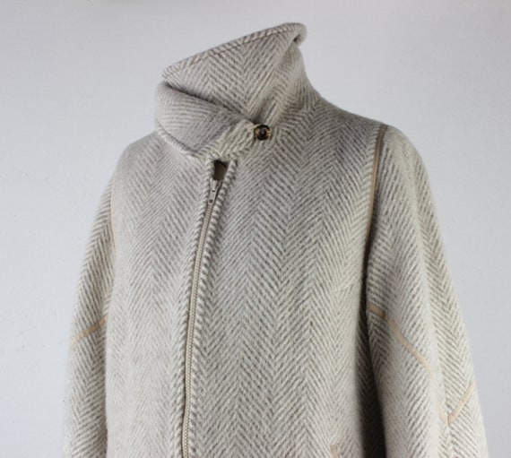 Vintage beige wool women's zip up jacket Warm fal… - image 7