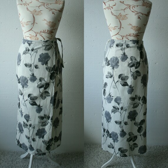 grey floral maxi skirt