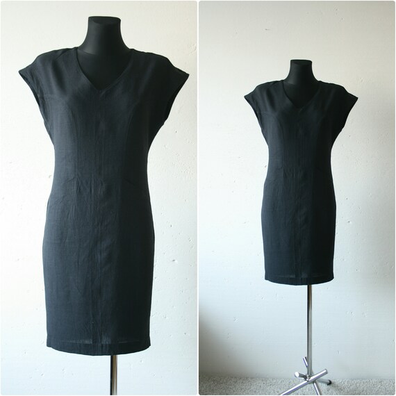 black linen mini dress