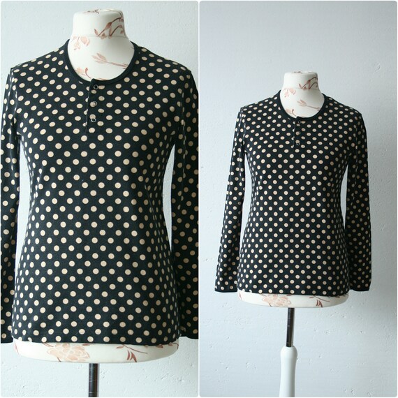 beige polka dot top