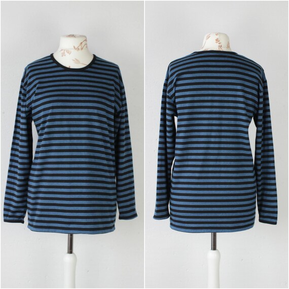 MARIMEKKO vintage blue black striped cotton jersey