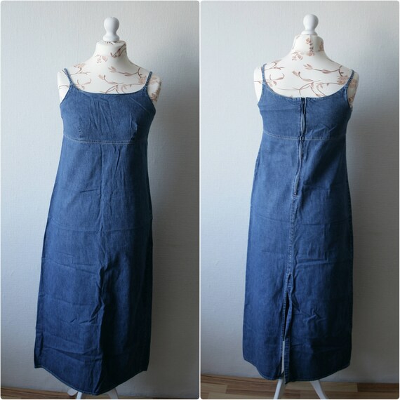 denim overall maxi dress