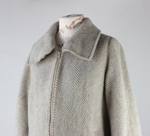 Vintage beige wool women's zip up jacket Warm fal… - image 8